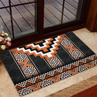 Orange Taniko Pattern Aotearoa Rubber Doormat Niho Taniwha Mix Poutama