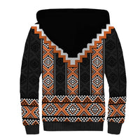 Orange Taniko Pattern Aotearoa Sherpa Hoodie Niho Taniwha Mix Poutama LT14 - Polynesian Pride