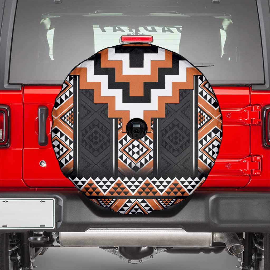 Orange Taniko Pattern Aotearoa Spare Tire Cover Niho Taniwha Mix Poutama LT14 - Polynesian Pride