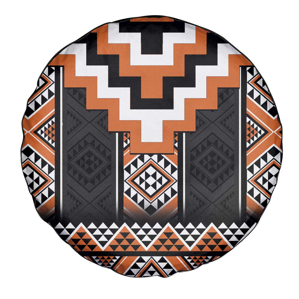 Orange Taniko Pattern Aotearoa Spare Tire Cover Niho Taniwha Mix Poutama LT14 - Polynesian Pride