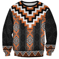 Orange Taniko Pattern Aotearoa Sweatshirt Niho Taniwha Mix Poutama LT14 Unisex Orange - Polynesian Pride