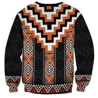 Orange Taniko Pattern Aotearoa Sweatshirt Niho Taniwha Mix Poutama LT14 - Polynesian Pride