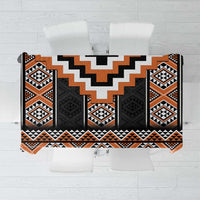 Orange Taniko Pattern Aotearoa Tablecloth Niho Taniwha Mix Poutama LT14 Orange - Polynesian Pride