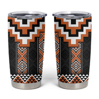 Orange Taniko Pattern Aotearoa Tumbler Cup Niho Taniwha Mix Poutama LT14 Orange - Polynesian Pride