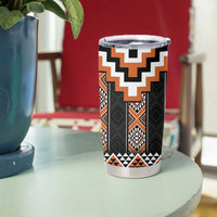 Orange Taniko Pattern Aotearoa Tumbler Cup Niho Taniwha Mix Poutama LT14 - Polynesian Pride