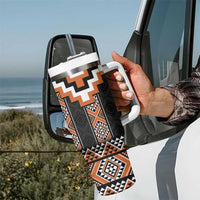 Orange Taniko Pattern Aotearoa Tumbler With Handle Niho Taniwha Mix Poutama LT14 - Polynesian Pride
