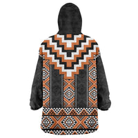 Orange Taniko Pattern Aotearoa Wearable Blanket Hoodie Niho Taniwha Mix Poutama LT14 - Polynesian Pride