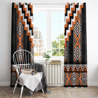 Orange Taniko Pattern Aotearoa Window Curtain Niho Taniwha Mix Poutama LT14 - Polynesian Pride