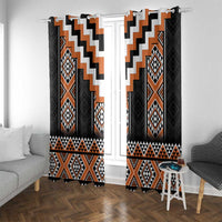 Orange Taniko Pattern Aotearoa Window Curtain Niho Taniwha Mix Poutama LT14 With Grommets Orange - Polynesian Pride