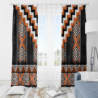 Orange Taniko Pattern Aotearoa Window Curtain Niho Taniwha Mix Poutama LT14 - Polynesian Pride