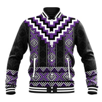 Purple Taniko Pattern Aotearoa Baseball Jacket Niho Taniwha Mix Poutama LT14 Unisex Purple - Polynesian Pride
