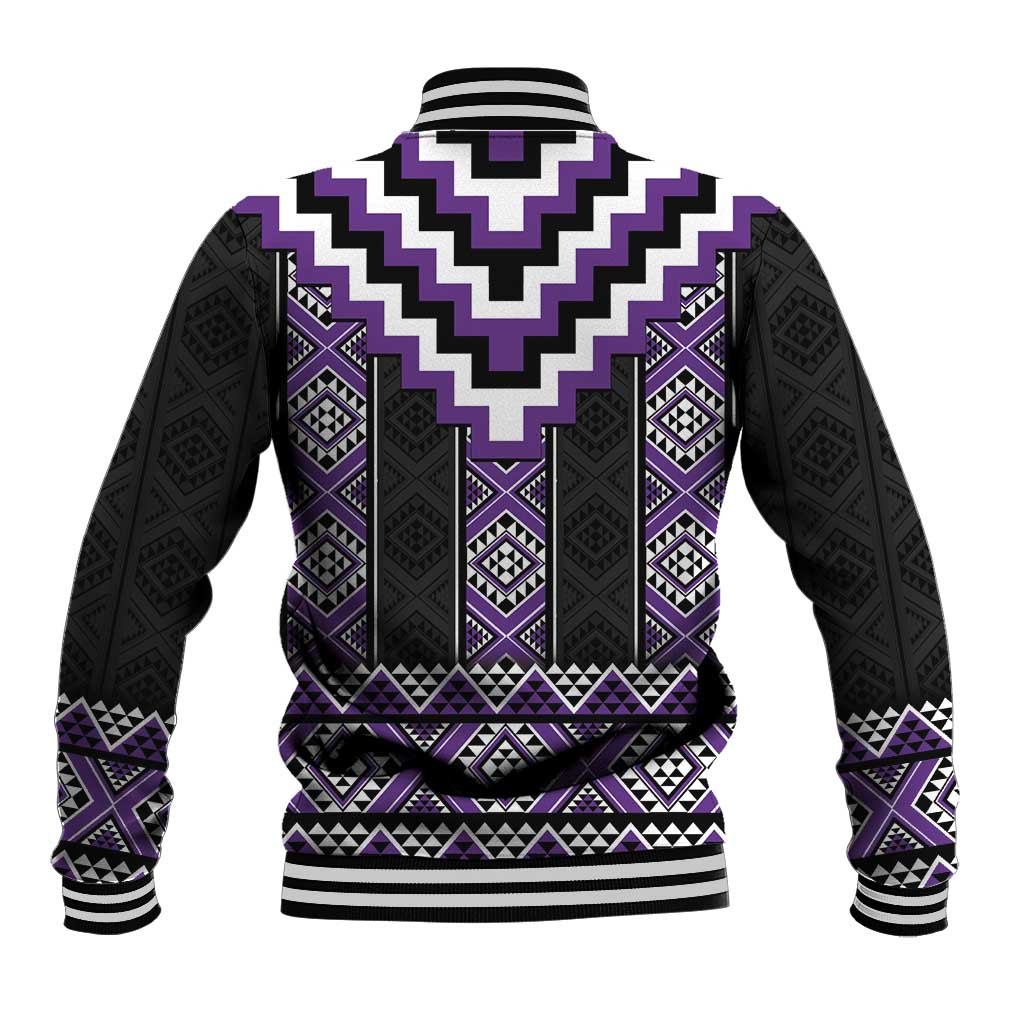 Purple Taniko Pattern Aotearoa Baseball Jacket Niho Taniwha Mix Poutama LT14 - Polynesian Pride