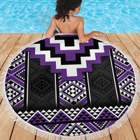Purple Taniko Pattern Aotearoa Beach Blanket Niho Taniwha Mix Poutama LT14 - Polynesian Pride