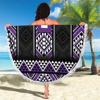 Purple Taniko Pattern Aotearoa Beach Blanket Niho Taniwha Mix Poutama LT14 - Polynesian Pride
