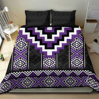 Purple Taniko Pattern Aotearoa Bedding Set Niho Taniwha Mix Poutama