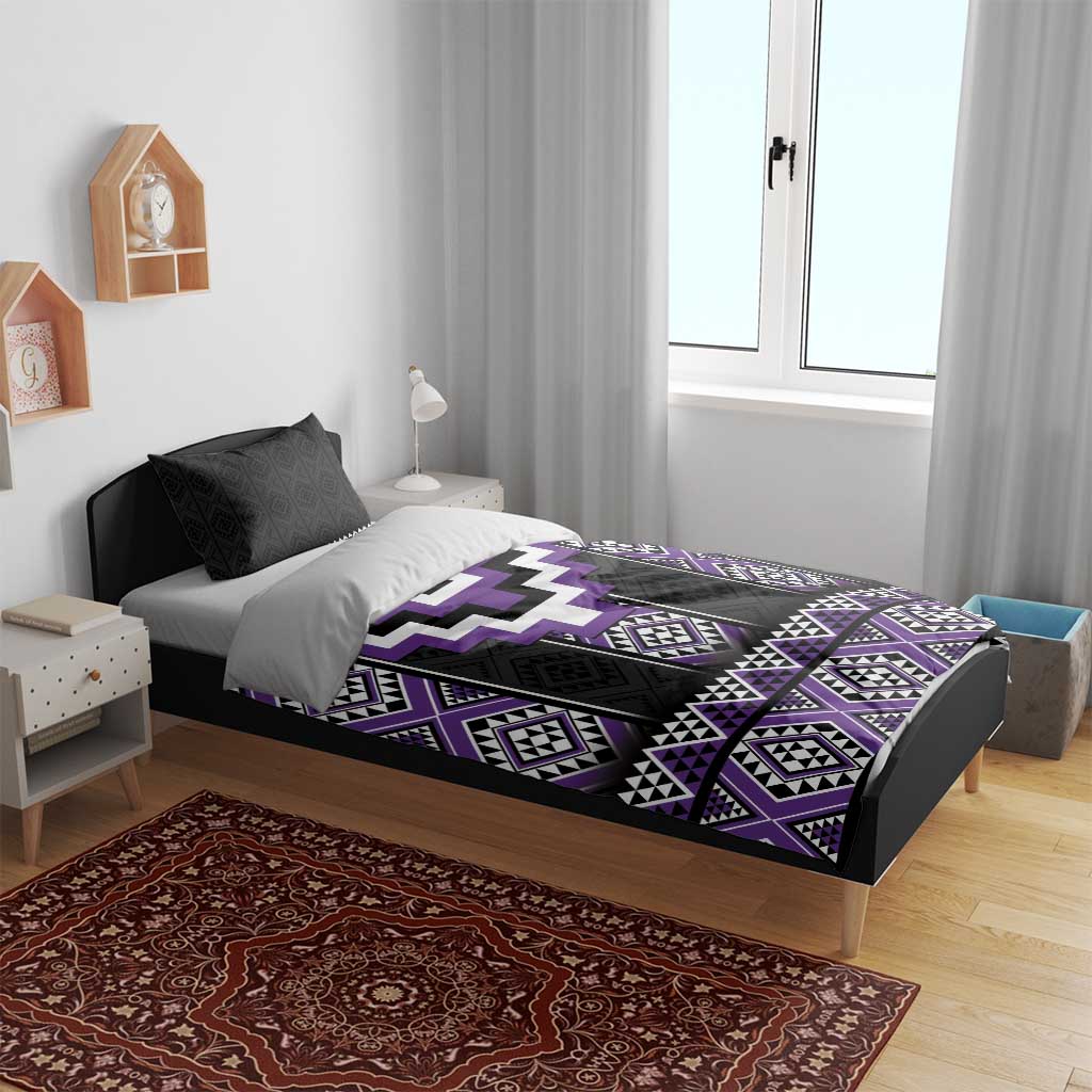 Purple Taniko Pattern Aotearoa Bedding Set Niho Taniwha Mix Poutama