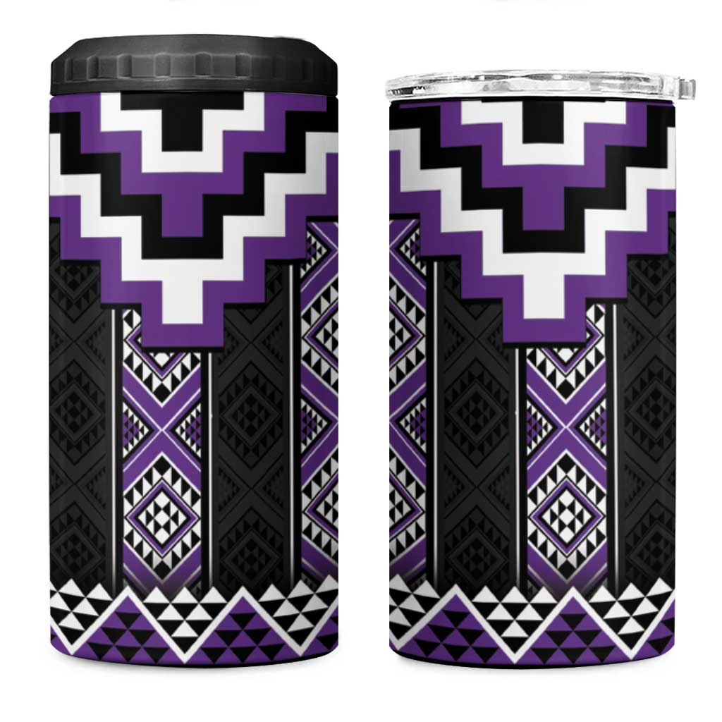 Purple Taniko Pattern Aotearoa 4 in 1 Can Cooler Tumbler Niho Taniwha Mix Poutama LT14 One Size: 16 oz Purple - Polynesian Pride