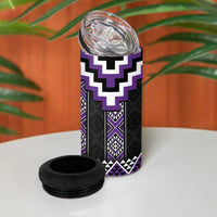 Purple Taniko Pattern Aotearoa 4 in 1 Can Cooler Tumbler Niho Taniwha Mix Poutama LT14 - Polynesian Pride