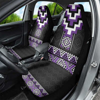 Purple Taniko Pattern Aotearoa Car Seat Cover Niho Taniwha Mix Poutama