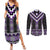 Purple Taniko Pattern Aotearoa Couples Matching Summer Maxi Dress and Long Sleeve Button Shirt Niho Taniwha Mix Poutama LT14