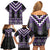 Purple Taniko Pattern Aotearoa Family Matching Off Shoulder Short Dress and Hawaiian Shirt Niho Taniwha Mix Poutama LT14