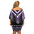 Purple Taniko Pattern Aotearoa Family Matching Off Shoulder Short Dress and Hawaiian Shirt Niho Taniwha Mix Poutama LT14