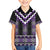 Purple Taniko Pattern Aotearoa Family Matching Off Shoulder Short Dress and Hawaiian Shirt Niho Taniwha Mix Poutama LT14