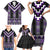 Purple Taniko Pattern Aotearoa Family Matching Short Sleeve Bodycon Dress and Hawaiian Shirt Niho Taniwha Mix Poutama LT14