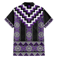 Purple Taniko Pattern Aotearoa Family Matching Short Sleeve Bodycon Dress and Hawaiian Shirt Niho Taniwha Mix Poutama LT14