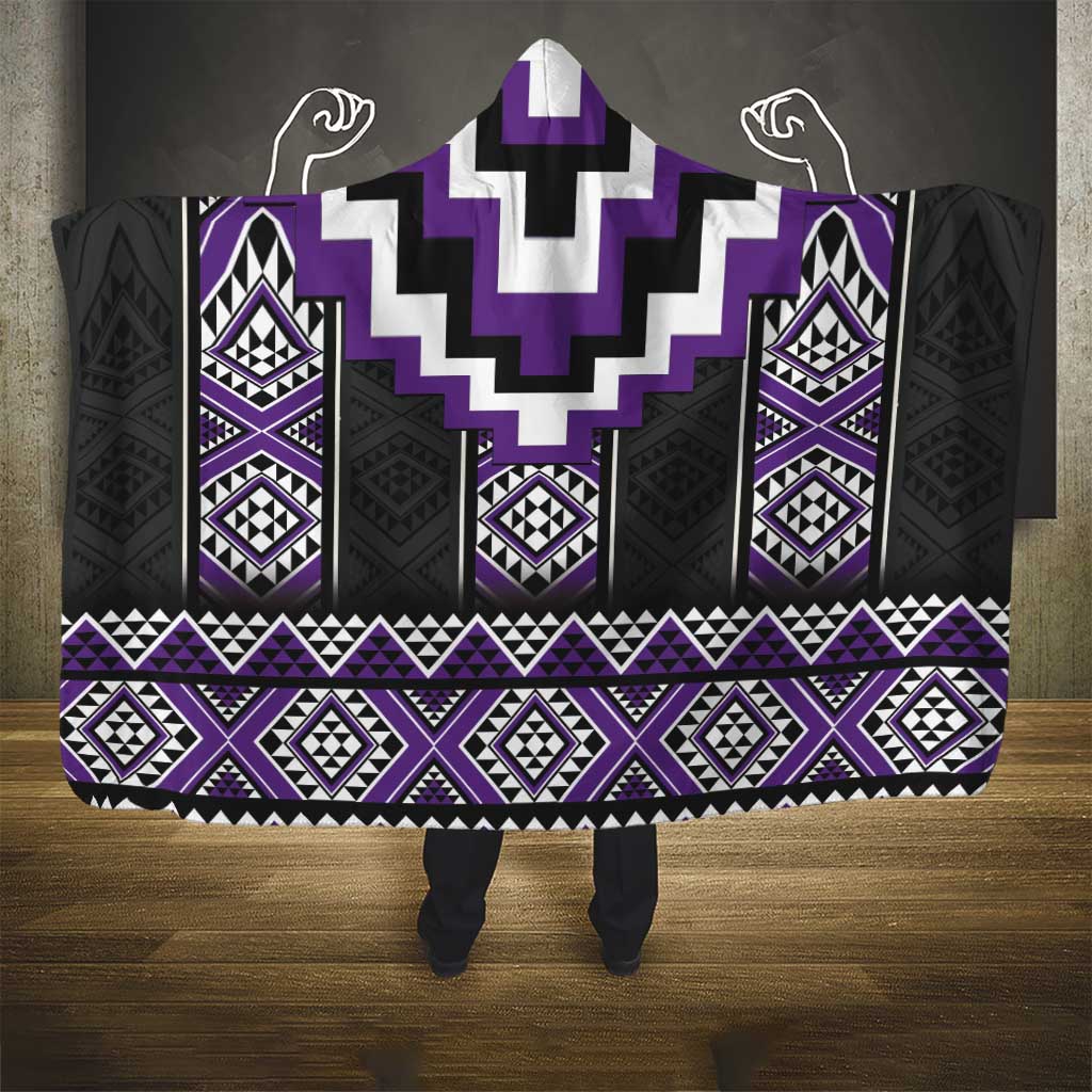 Purple Taniko Pattern Aotearoa Hooded Blanket Niho Taniwha Mix Poutama LT14 - Polynesian Pride
