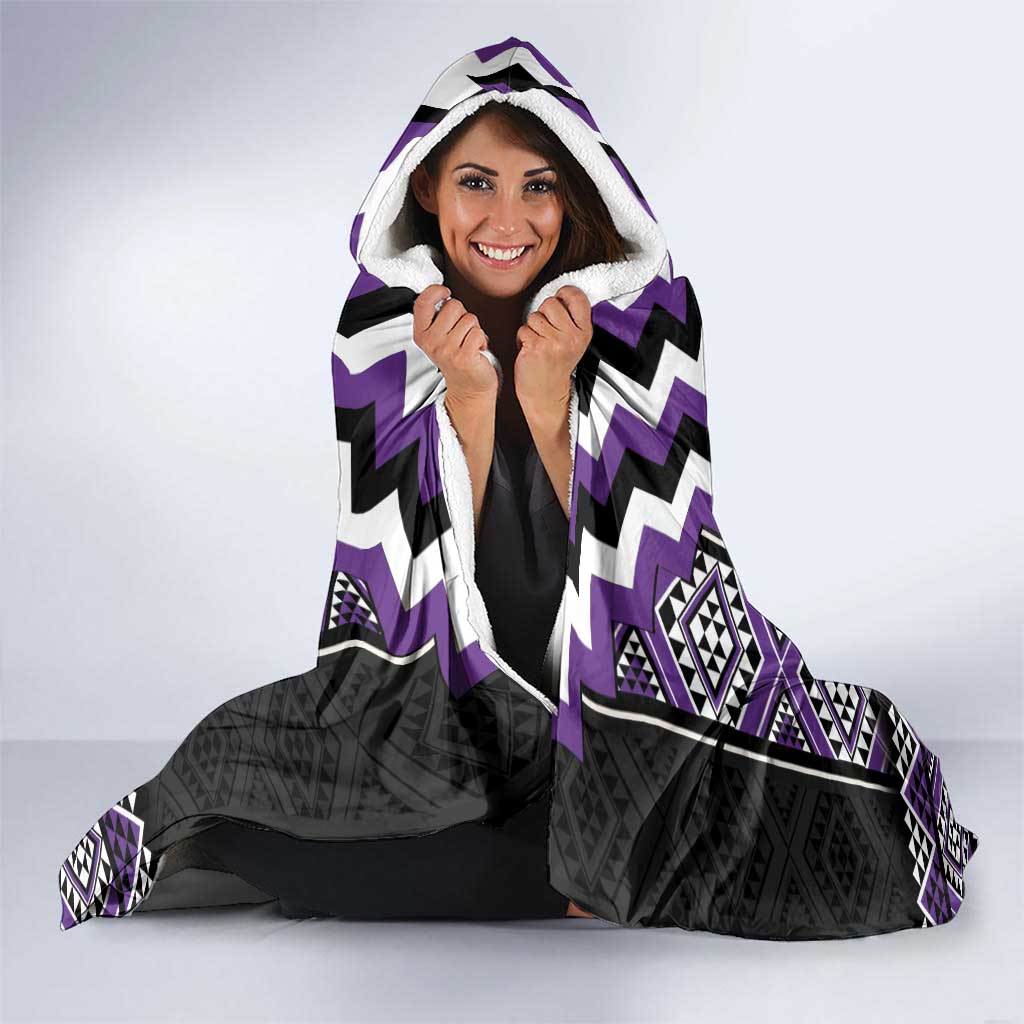 Purple Taniko Pattern Aotearoa Hooded Blanket Niho Taniwha Mix Poutama LT14 - Polynesian Pride