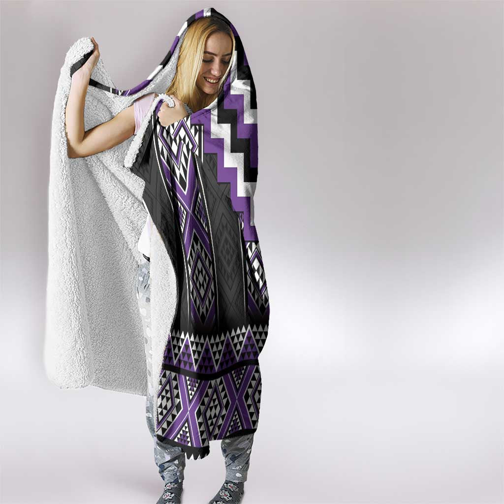 Purple Taniko Pattern Aotearoa Hooded Blanket Niho Taniwha Mix Poutama LT14 - Polynesian Pride
