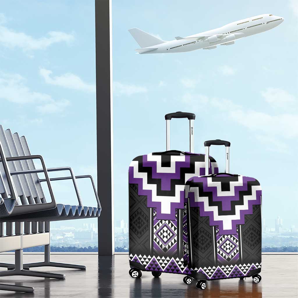 Purple Taniko Pattern Aotearoa Luggage Cover Niho Taniwha Mix Poutama