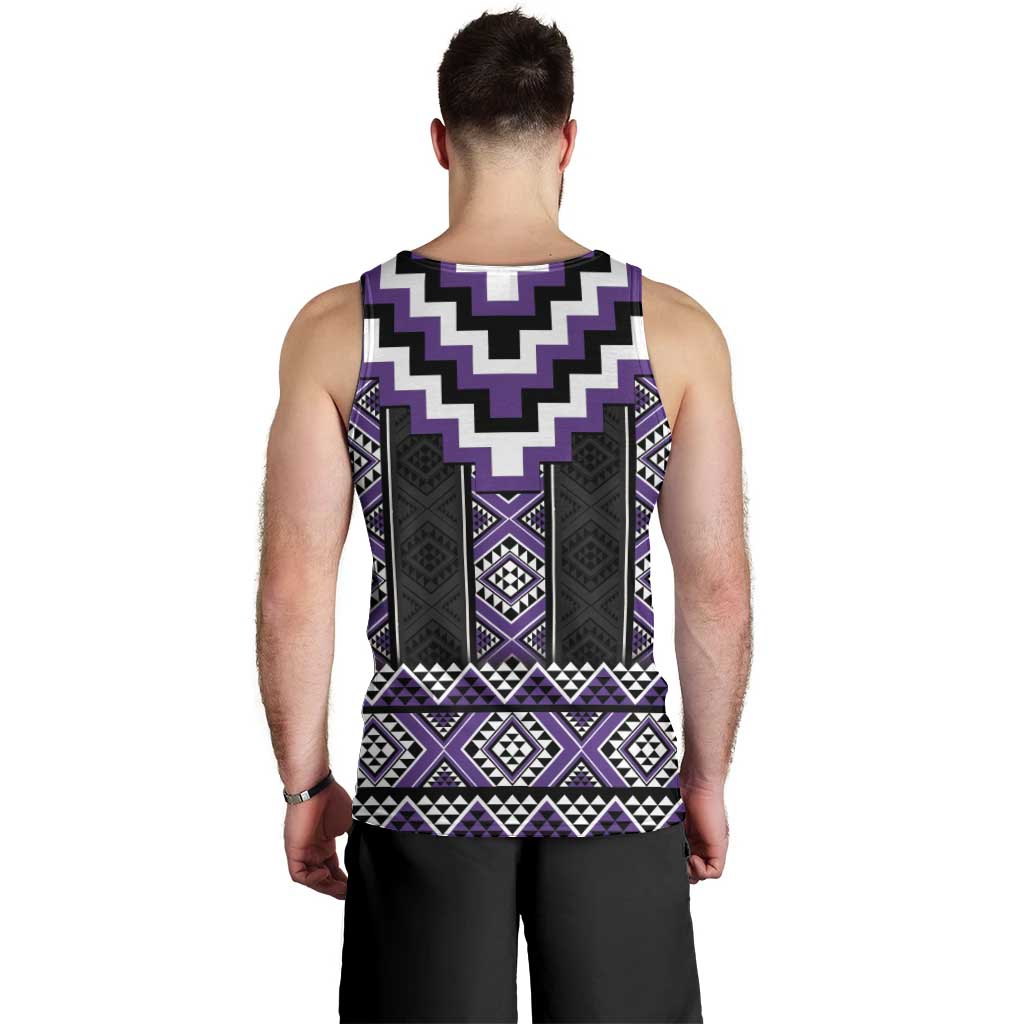 Purple Taniko Pattern Aotearoa Men Tank Top Niho Taniwha Mix Poutama LT14 - Polynesian Pride