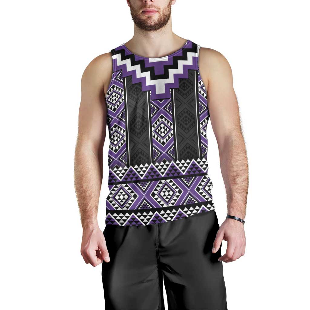 Purple Taniko Pattern Aotearoa Men Tank Top Niho Taniwha Mix Poutama LT14 - Polynesian Pride