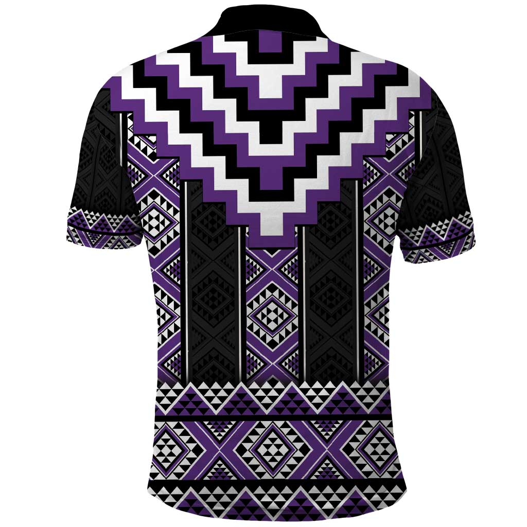Purple Taniko Pattern Aotearoa Polo Shirt Niho Taniwha Mix Poutama LT14