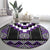 Purple Taniko Pattern Aotearoa Round Carpet Niho Taniwha Mix Poutama