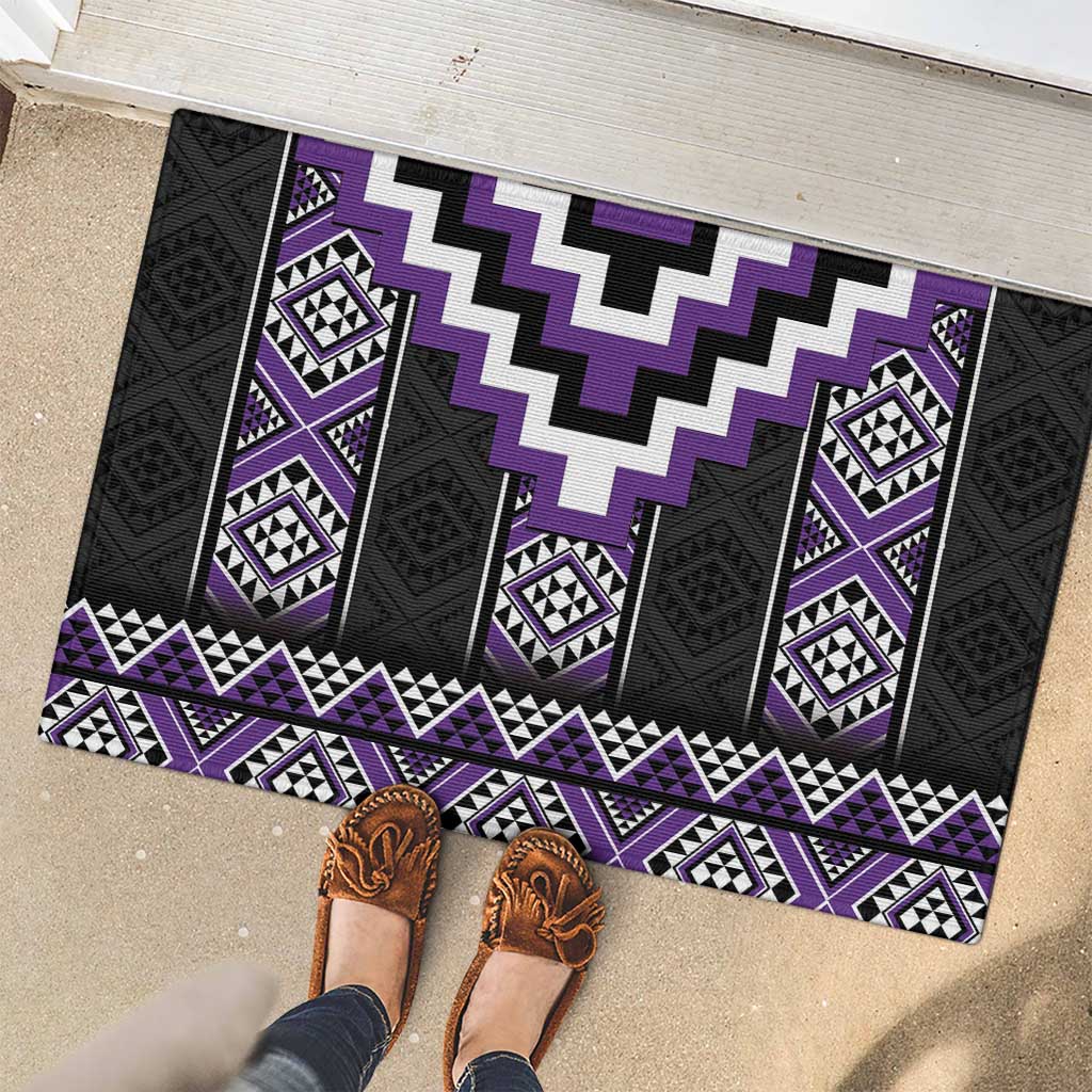 Purple Taniko Pattern Aotearoa Rubber Doormat Niho Taniwha Mix Poutama