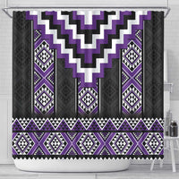 Purple Taniko Pattern Aotearoa Shower Curtain Niho Taniwha Mix Poutama