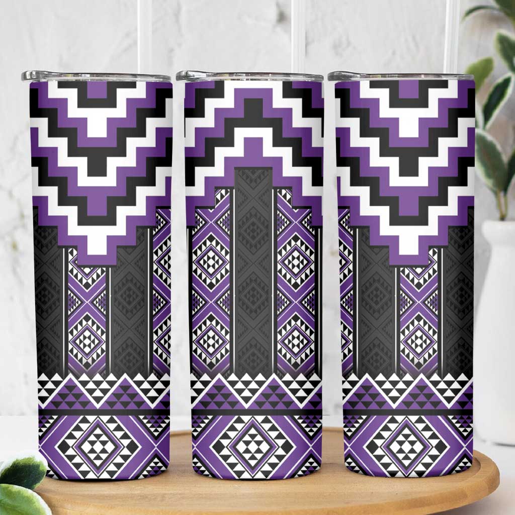 Purple Taniko Pattern Aotearoa Skinny Tumbler Niho Taniwha Mix Poutama LT14