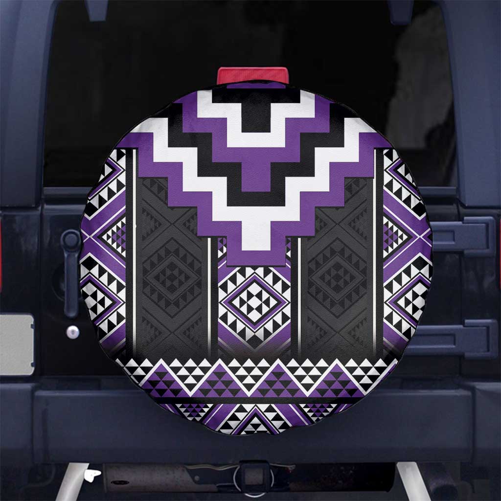 Purple Taniko Pattern Aotearoa Spare Tire Cover Niho Taniwha Mix Poutama LT14 - Polynesian Pride