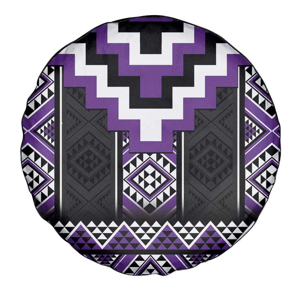 Purple Taniko Pattern Aotearoa Spare Tire Cover Niho Taniwha Mix Poutama LT14 - Polynesian Pride