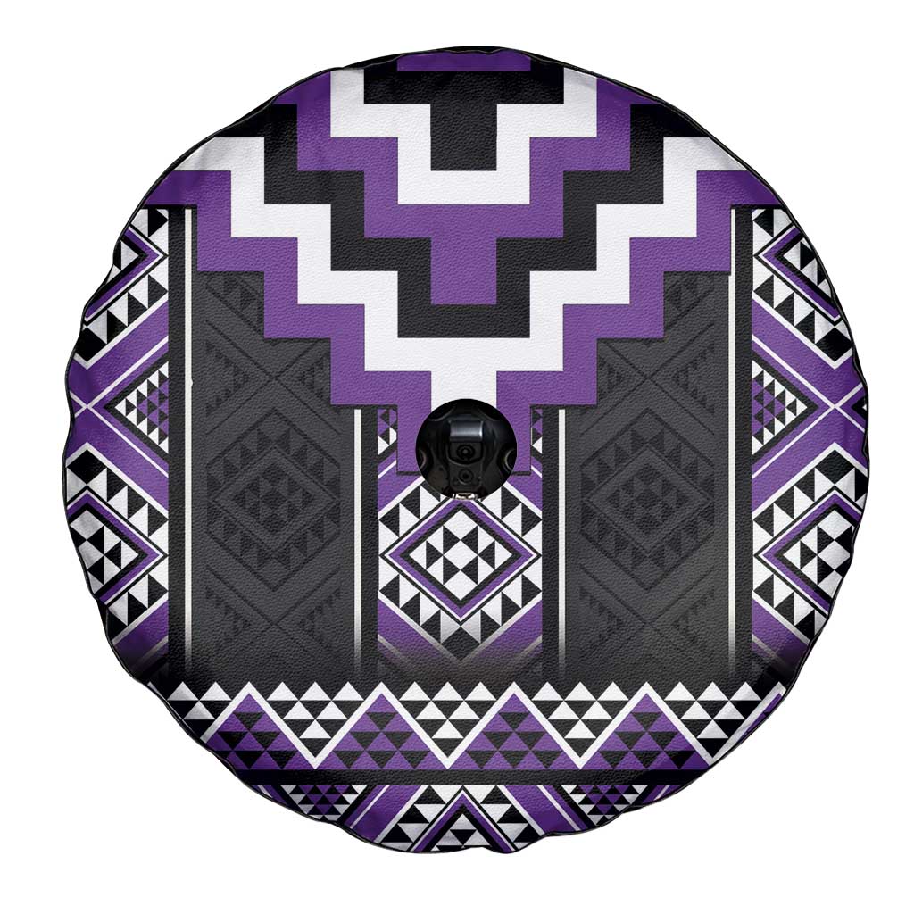 Purple Taniko Pattern Aotearoa Spare Tire Cover Niho Taniwha Mix Poutama LT14 - Polynesian Pride