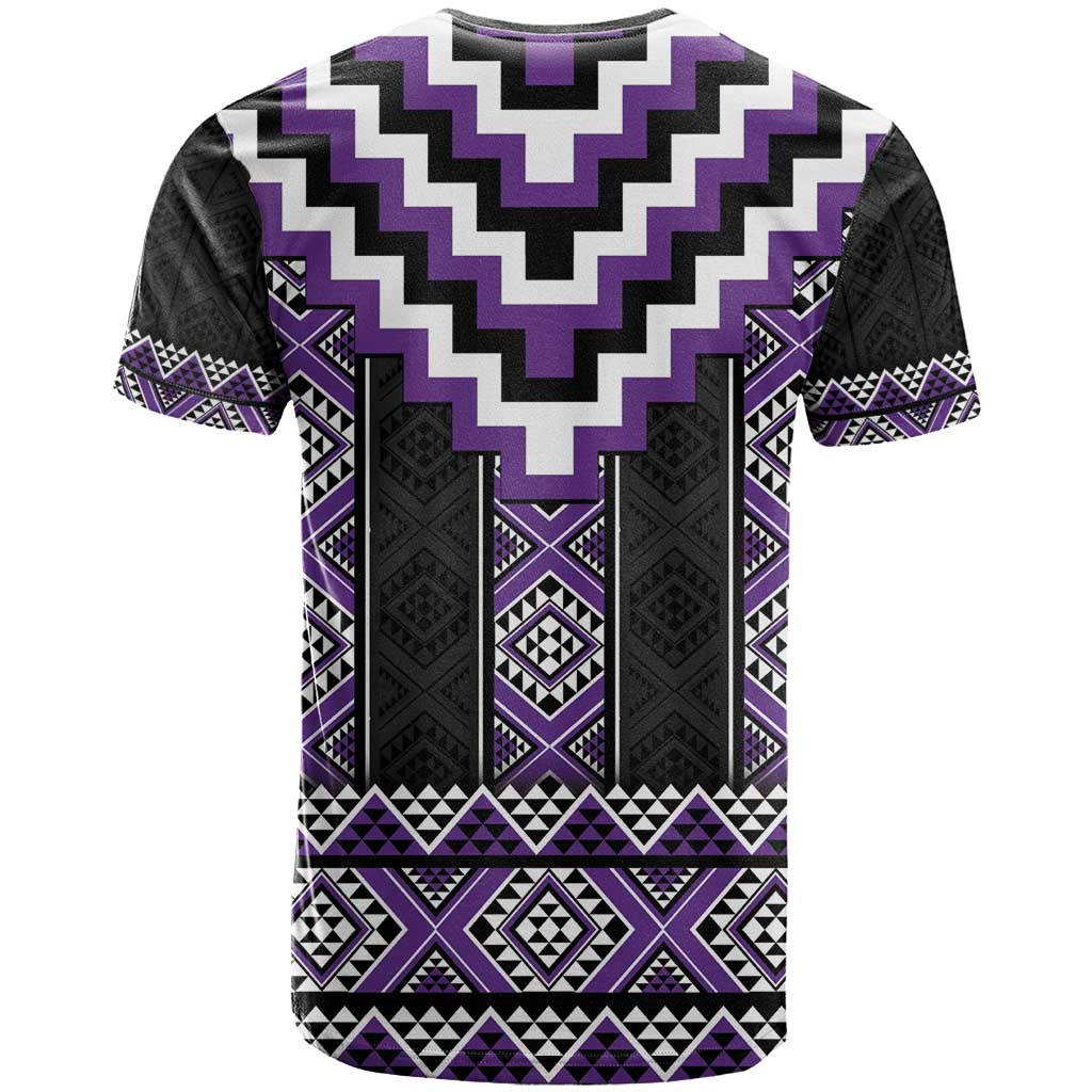 Purple Taniko Pattern Aotearoa T Shirt Niho Taniwha Mix Poutama LT14