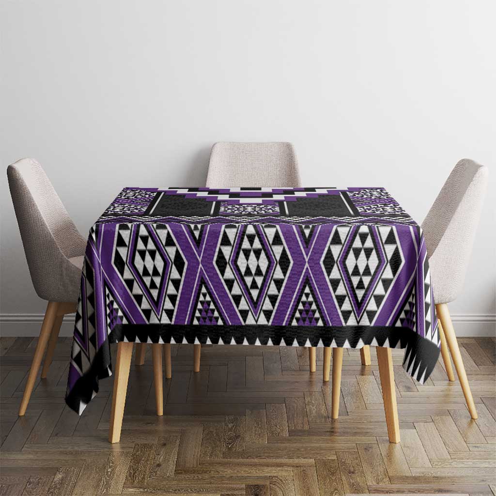 Purple Taniko Pattern Aotearoa Tablecloth Niho Taniwha Mix Poutama LT14 - Polynesian Pride