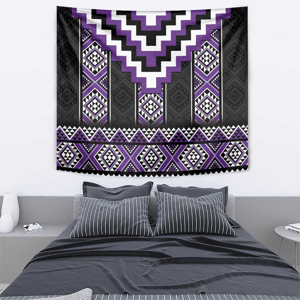 Purple Taniko Pattern Aotearoa Tapestry Niho Taniwha Mix Poutama
