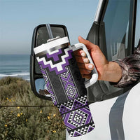 Purple Taniko Pattern Aotearoa Tumbler With Handle Niho Taniwha Mix Poutama LT14 - Polynesian Pride