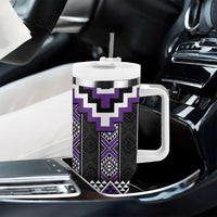 Purple Taniko Pattern Aotearoa Tumbler With Handle Niho Taniwha Mix Poutama LT14 - Polynesian Pride