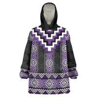 Purple Taniko Pattern Aotearoa Wearable Blanket Hoodie Niho Taniwha Mix Poutama LT14 One Size Purple - Polynesian Pride