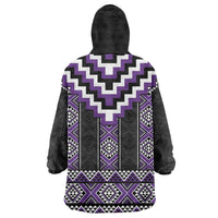 Purple Taniko Pattern Aotearoa Wearable Blanket Hoodie Niho Taniwha Mix Poutama LT14 - Polynesian Pride